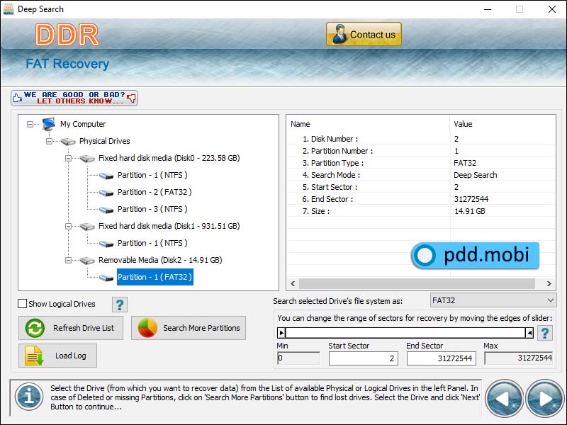 FAT Partition files Recovery Tool screen shot