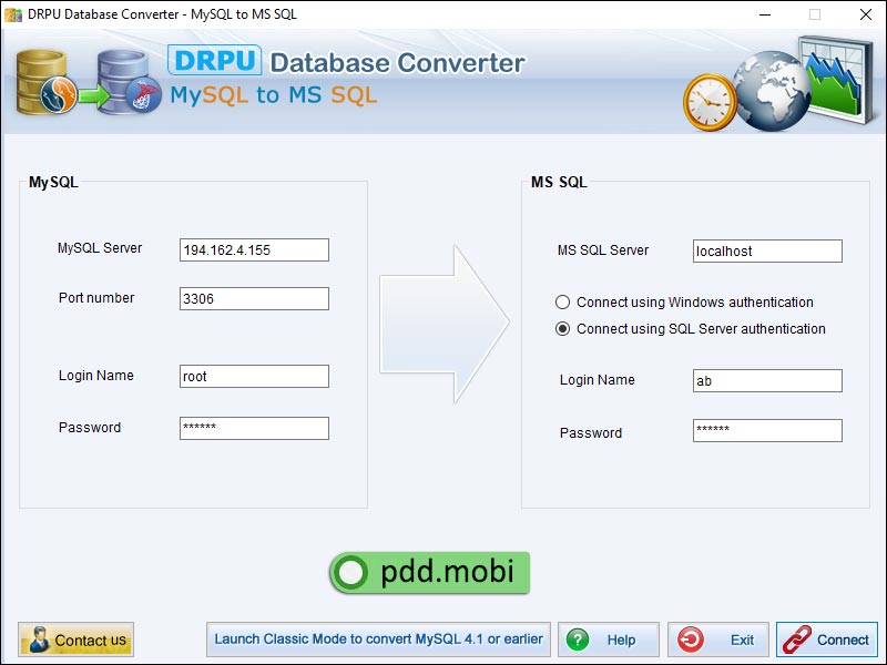 MySQL to MSSQL software convert MySQL server records to Microsoft SQL database