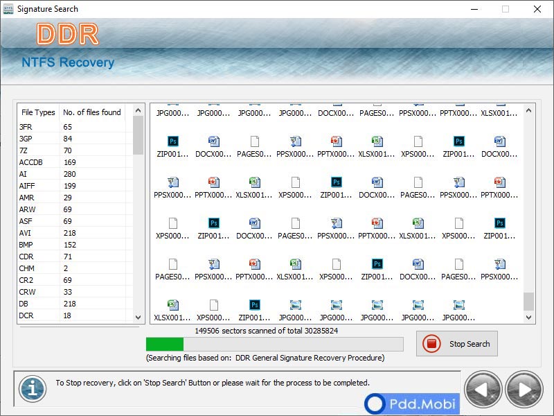 NTFS HDD Recovery Software screen shot