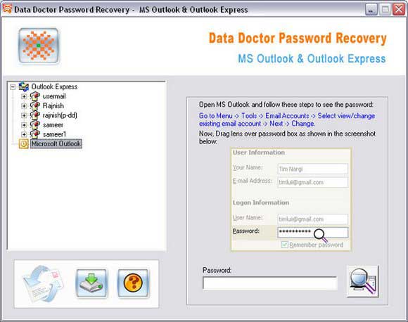 Screenshot of Recover Outlook Express Password