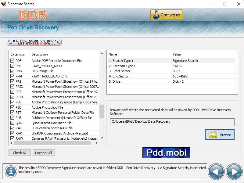Screenshot vom Programm: Memory Stick File Rescue