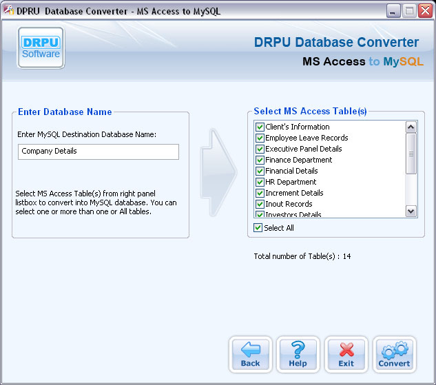 MS Access to MySQL Database Converter Tool Screenshot