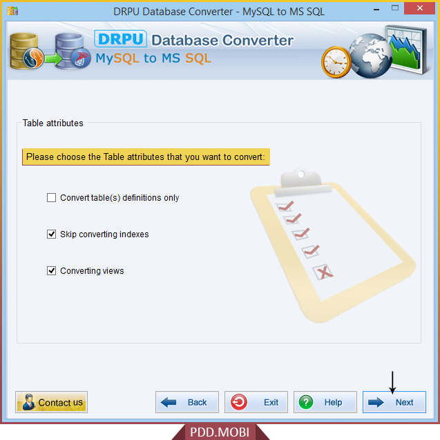 MS SQL Table Attributes Selection