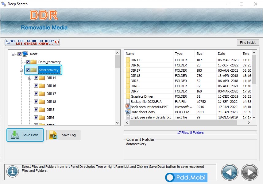 Removable Media Files Recovery Software Screenshot