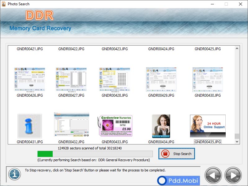 Screenshot of XD Card Files Restore