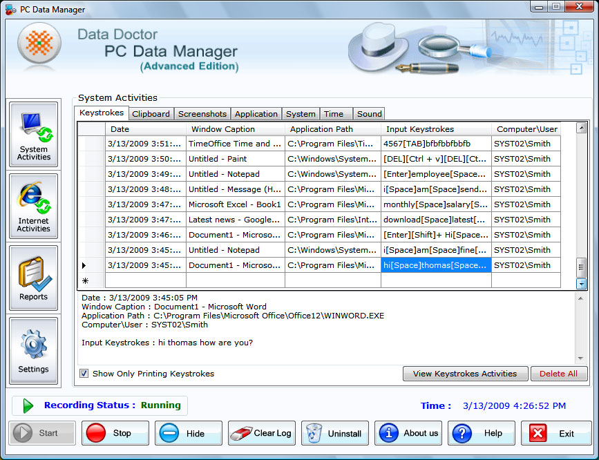 Advance keylogger Screenshot