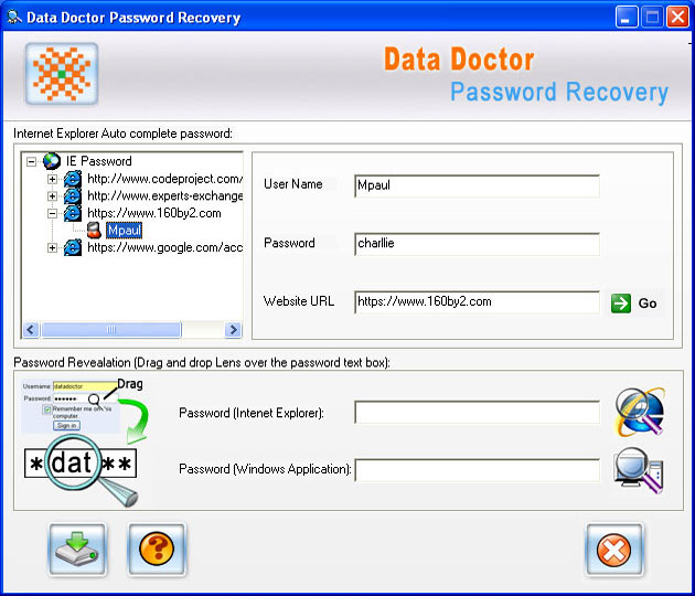 Internet Explorer Password Recovery and Unmask Tool Screenshot