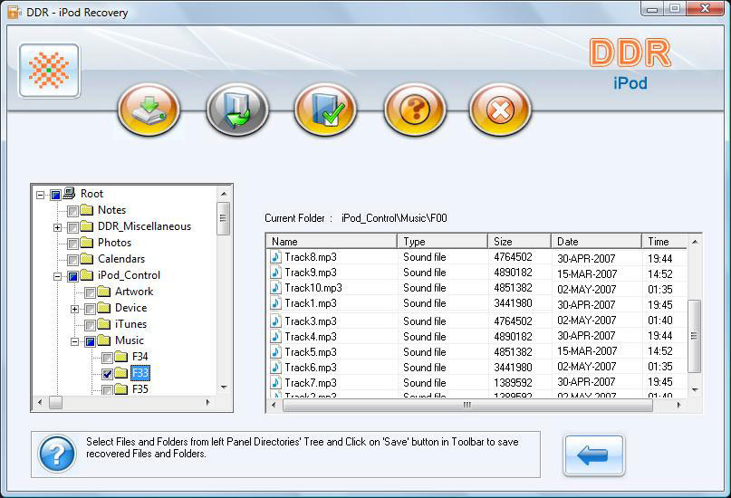 iPod Files Recovery Software Screenshot