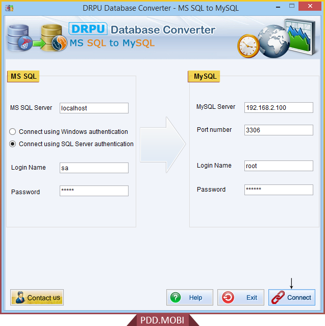 MS SQL to MySQL Connection wizard