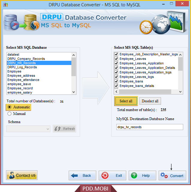 MS SQL Database Selection