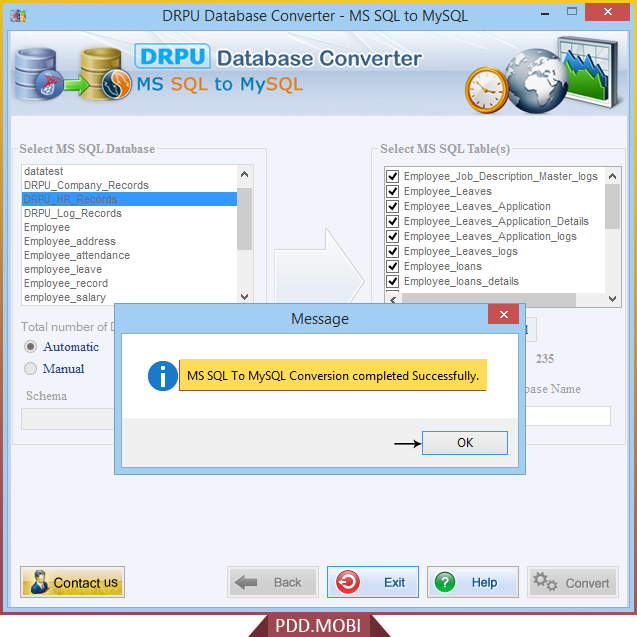 MS SQL to MySQL Conversion completed