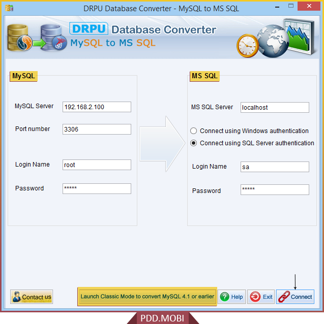 MS SQL to MySQL Database Connection