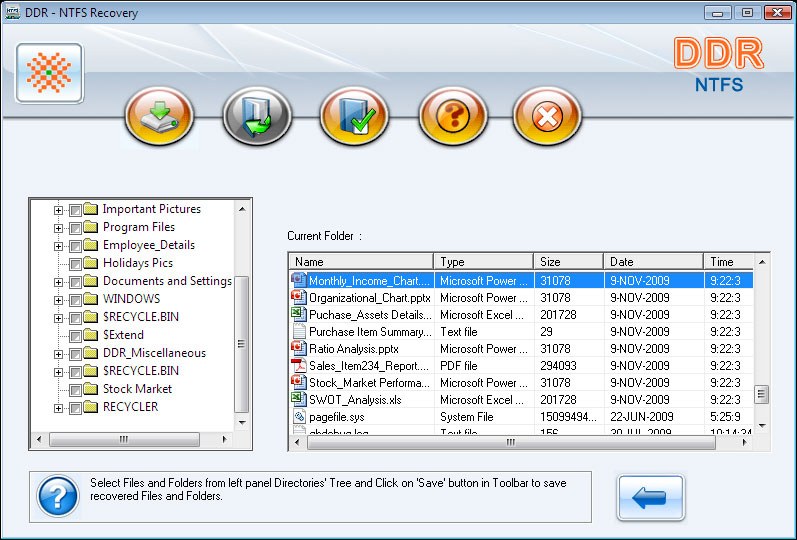 NTFS Partition Files Recovery Software Screenshot